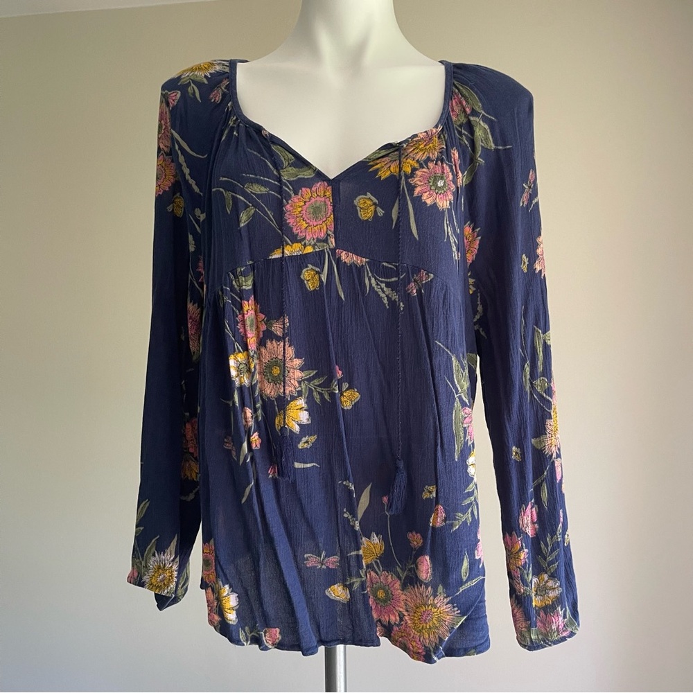 Old Navy Navy Floral Blouse